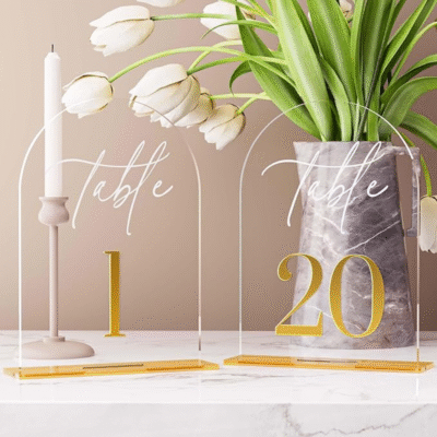 Gold and Perspex Table numbers